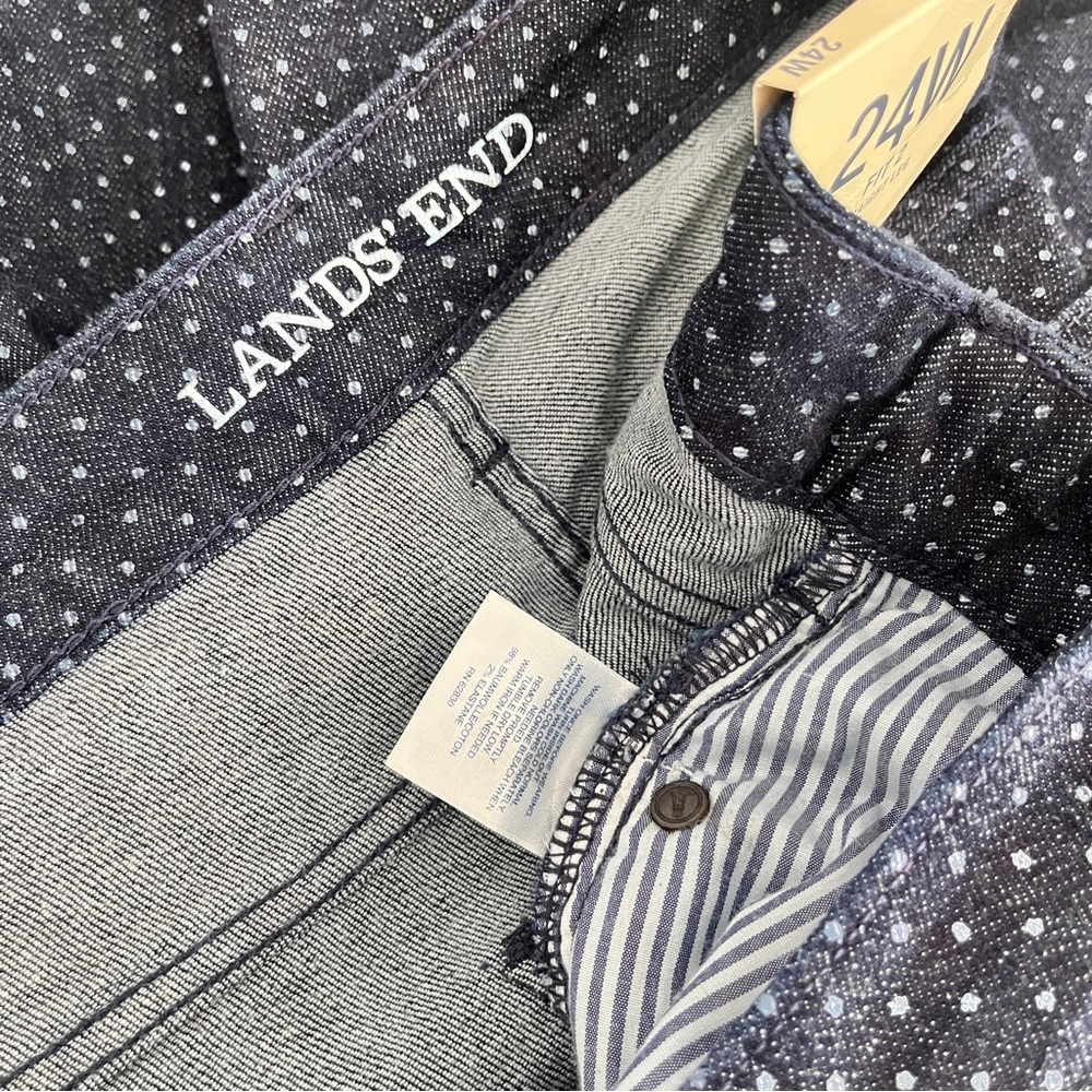 NWT Lands End Polka Dot Dark Denim Plus Size Jeans Fit 2 Straight Leg, Size 24W - Picture 5 of 5